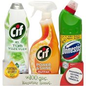 Cif Mutfak Spreyi 750 ml + Cif Jel 750 ml + Domestos 810 ml Temizlik Seti