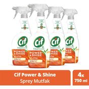 Cif Power Shine Cleanboost Sprey Temizleyici 4x750 ml Mutfak İçin Temizleyici ve Yağ Çözücü
