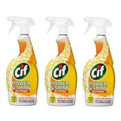 Cif Power & Shine Mutfak Yağ Çözücü Sprey Portakal ve Limon Özlü 3 x 750 ml