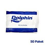 Dolphin Büyük Boy 100 Adetlik 50 Paket PE İş Temizlik Tek Kullanımlık Şeffaf Poşet Market Eldiven