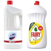 Domestos Kar Beyaz 2000 ml Çamaşır Suyu + Fairy Limon 1350 Bulaşık Deterjanı