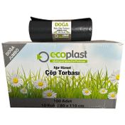 Ecoplast 700 gr 90 lt 80x110 cm 10 Adetlik 10 Rulo Jumbo Boy Siyah Çöp Torbası Poşeti