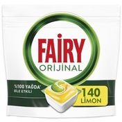 Fairy Hepsi Bir Arada 140 Yıkama Limon Kokulu Bulaşık Makinesi Deterjanı Kapsülü