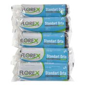 Florex 5 Rulo - 55 x 60 cm Standart Orta Siyah Çöp Poşeti