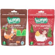 Humm 55 gr Organic Keçiboynuzlu Fındıklı Vegan Kurabiye + 55 gr Organik Zencefilli Tarçınlı Vegan Kurabiye