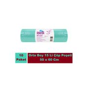 Ideal 10x15'li 50x60 cm Yeşil Orta Boy Çöp Poşeti