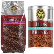 Kahve Dünyası 1 kg Espresso Kavrulmuş Kahve Çekirdeği + 250 gr Orta Kavrulmuş Türk Kahvesi