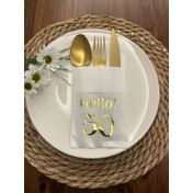Kidspartim 12'li 40x40 cm Gold Yaldızlı Beyaz Cepli Hello Elli Yaş Peçete