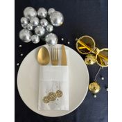 Kidspartim 12'li 40x40 cm Gold Yaldızlı Beyaz Disco Topu Cepli Peçete