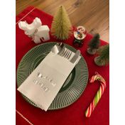 Kidspartim 12'li 40x40 cm Gümüş Beyaz Cepli Aır Touch Yılbaşı Ho Ho Ho Yazılı Peçete