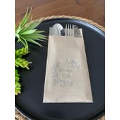 Kidspartim 12'li 40x40 cm Gümüş Yaldızlı Kraft Bir Ömür El Ele Cepli Peçete