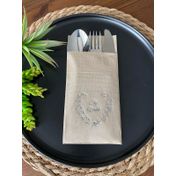 Kidspartim 12'li 40x40 cm Gümüş Yaldızlı Kraft Söz Verdik Kalp Çelenk Cepli Peçete
