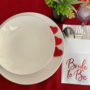 Kidspartim 12'li 40x40 cm Kırmızı Yaldızlı Beyaz Bride To Be Cepli Aır Touch Peçete