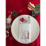 Kidspartim 12'li 40x40 cm Kırmızı Yaldızlı Beyaz Cepli Yılbaşı Cheers Modeli Peçete