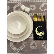 Kidspartim 12'li Gold Yaldızlı Siyah Hoşgeldin Ramazan Yeni Ay Desenli Cepli Peçete