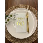 Kidspartim 16'lı Gold Yaldızlı Beyaz hello Altmış Yaş Peçete