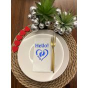 Kidspartim 16'lı Mavi Yaldızlı Beyaz hello Baby Ayaklı Peçete