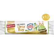 Koroplast Orta Boy 55x60 cm 12 Rulo 15 Adet Yasemin Kokulu Çöp Torbası