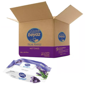 Mavi Beyaz 90 Yaprak Lavanta 24'lü Set 90 Yaprak Plastik Kapaklı Islak Havlu Mendil