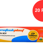 Newtechplast Orta Boy Siyah 55x60 cm 80 gr 20 Rulo Çöp Torbası