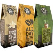 Ozeline 3'lü 250 gr Irish Cream + All Day Blend + Vanilya Aromalı Moka Pot İçin Öğütülmüş Filtre Kahve Tanışma Seti