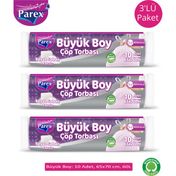 Parex Beyaz Sabun Kokulu Büyük 10'lu 3 Paket Büzgülü Çöp Torbası