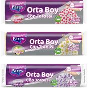 Parex Büzgülü Çilek Limon Lavanta Kokulu 3'lü Orta Boy Çöp Torbası