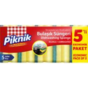Piknik Düz Yeşil 5'li Bulaşık Süngeri
