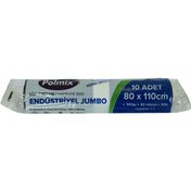 Polmix Jumbo Boy 80x110 cm 500 gr 62 Mikron 90 lt Siyah Rulo 10 Adet Çöp Torbası