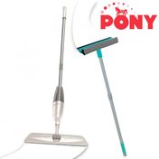 Pony Süper 2'li Sprey Mop + Krem Teleskopik Saplı Cam Sileceği Paspas Temizlik Seti