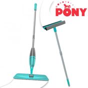 Pony Süper 2'li Sprey Mop + Teleskopik Saplı Cam Sileceği Yeşil Paspas Temizlik Seti