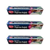 Roll-Up 3 Adet 37 cm 40 mt Kayar Bıçaklı Beyaz Yağlı Fırın Tepsi Pişirme Kızartma Kağıdı
