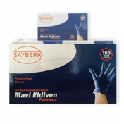 Sayberk M 100 Adet Yeni Nesil Hibrit Pudrasız Mavi Eldiven