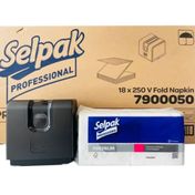 Selpak Professional 18x250 Yaprak V Katlı Peçete + Siyah Peçete Dispanseri