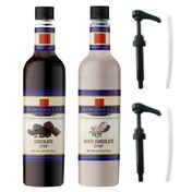 Simonelli 2x700 ml Çikolata + Beyaz Çikolata Aromalı Kahve ve Kokteyl Şurubu + 2 Adet Pompa