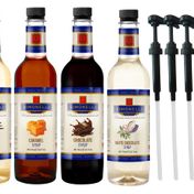Simonelli 4x700 ml Karamel + Vanilya + Çikolata + Beyaz Çikolata Kahve ve Kokteyl Şurubu + 4 Adet Pompa