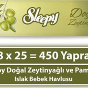 Sleepy 18x25'li Doğal Zeytinyağlı ve Pamuklu Islak Bebek Havlusu