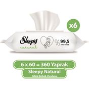 Sleepy 6x60'lı Natural Islak Bebek Havlusu