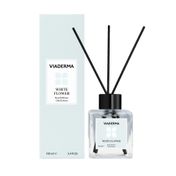 Viaderma 100 ml Kare Şişe Beyaz Çiçek Esansı Bambu Çubuklu Oda Kokusu