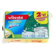 Vileda 2'li 12'li Paket Yeşil Düz Hijyenik Bulaşık Süngeri