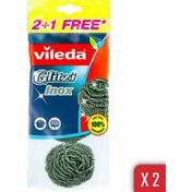 Vileda 3'lü Glitzi İnox 2'li Paket Bulaşık Teli