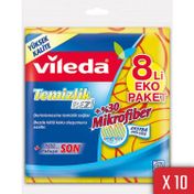 Vileda 8'li 10'lu Paket Mikrofiberli Temizlik Bezi