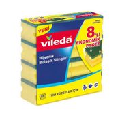 Vileda 8'li 12'li Paket Yeşil Oluklu Hijyenik Bulaşık Süngeri