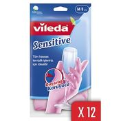 Vileda No: 8 Orta Boy 12'li Paket Sensitive Eldiven