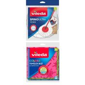 Vileda Spino Yedek Mop + Colors 4'lü Renkli Mutfak Bezi