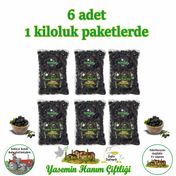 Yasemin Hanım Çiftliği 6x1000 gr Gemlik Tipi Doğal Siyah Zeytin
