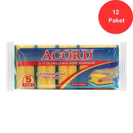Acord 12x5 Adet Oluklu Bulaşık Süngeri