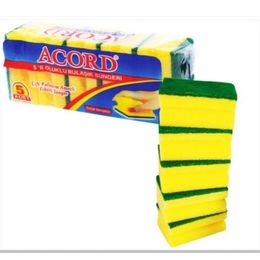 Acord 5x4 Adet Sarı Oluklu Bulaşık Süngeri
