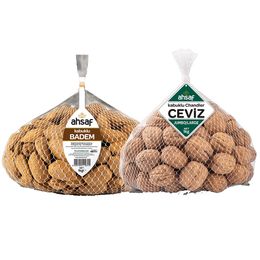 Ahsaf 1 kg Kabuklu Badem + 1 kg File Kabuklu Yerli Ceviz