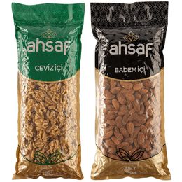 Ahsaf 1 kg Kelebek İç Ceviz + 1 kg İç Badem